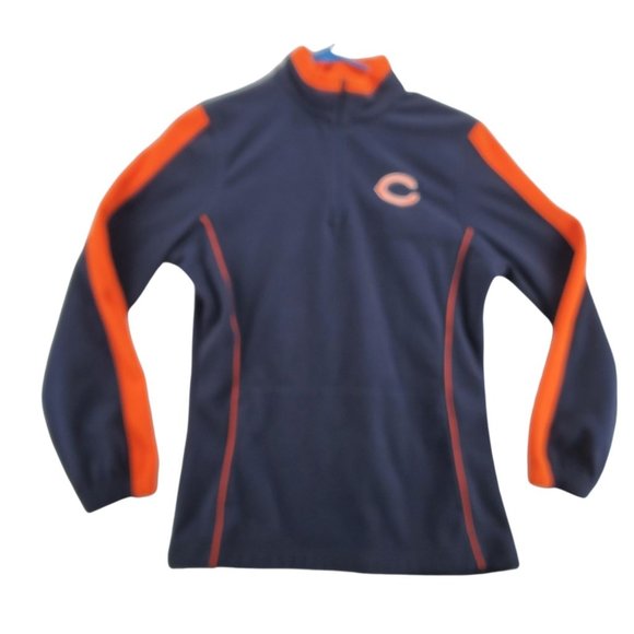 CHICAGO BEARS Sweater NFL Women's Long Sleeve 1/4 Zip Fleece Pullover Blue Med - Picture 1 of 12